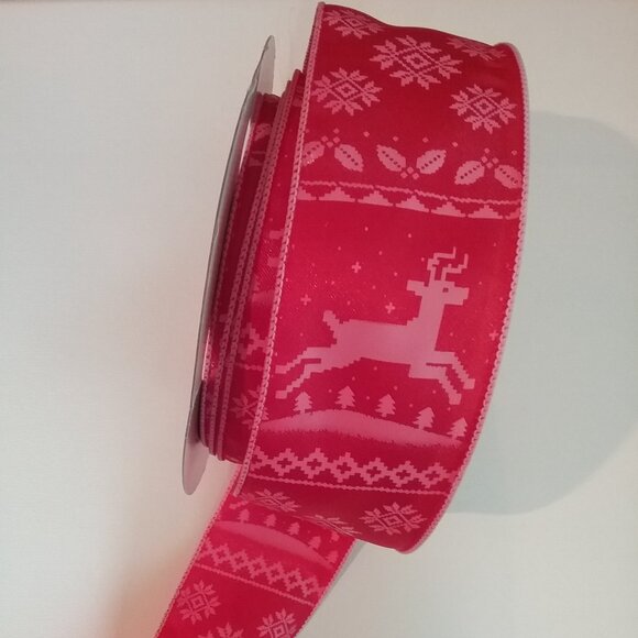 2.5 Inch Wire Edge Christmas Ribbon Set of 2: Bear and Reindeer Total 42.5 Yards - Picture 6 of 6